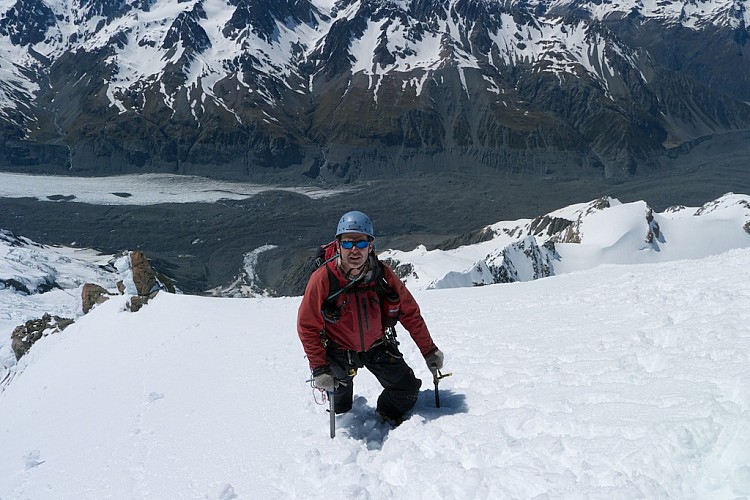 Stu climbing the E ridge of Mt Dixon