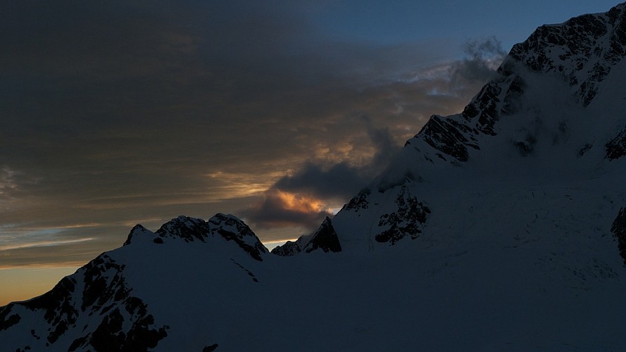 ANZAC Peaks and East Ridge of Aoraki Mt Cook at 9pm