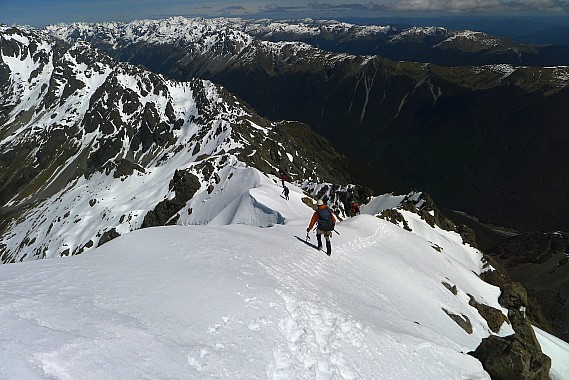 Starting descent of the south west ridge